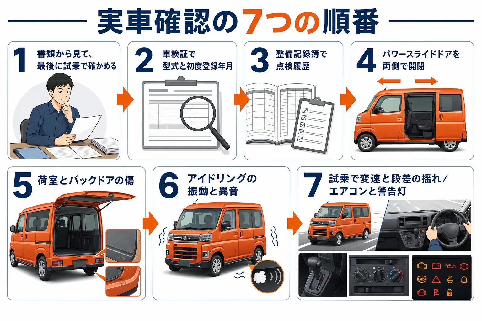 アトレーの中古車を買う前の実車確認の順番