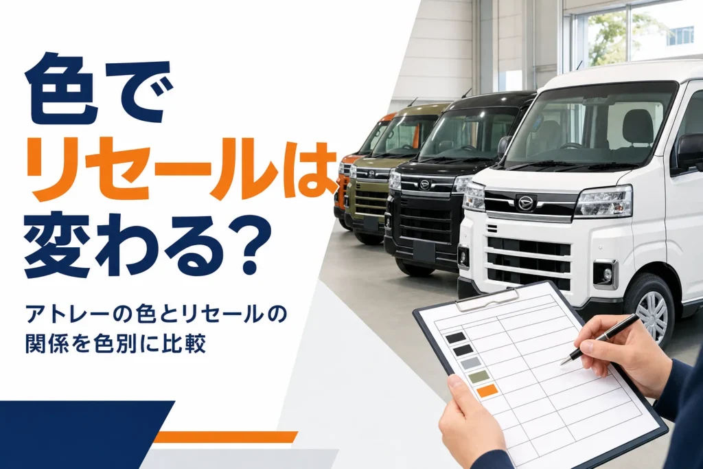 査定スペースに並んだ色違いの軽キャブバン