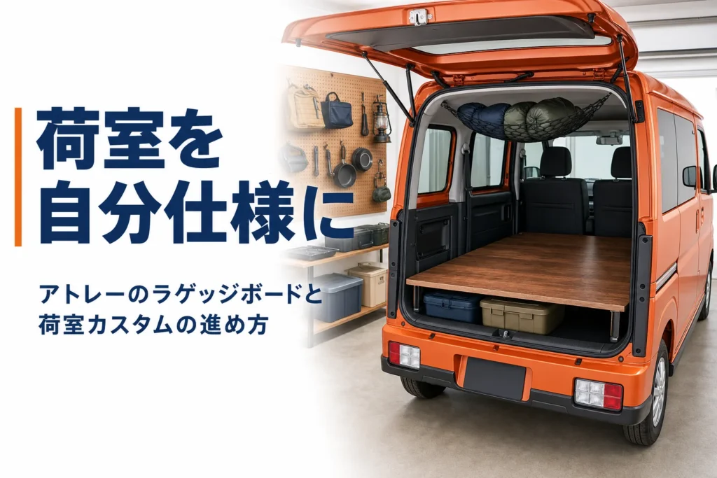 アトレーの荷室をラゲッジボードや棚でカスタムする方法を解説する記事のアイキャッチ
