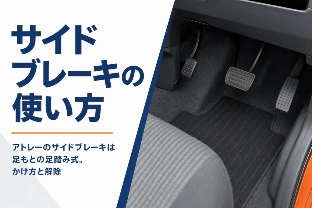アトレーのサイドブレーキの場所と使い方を解説する記事のアイキャッチ