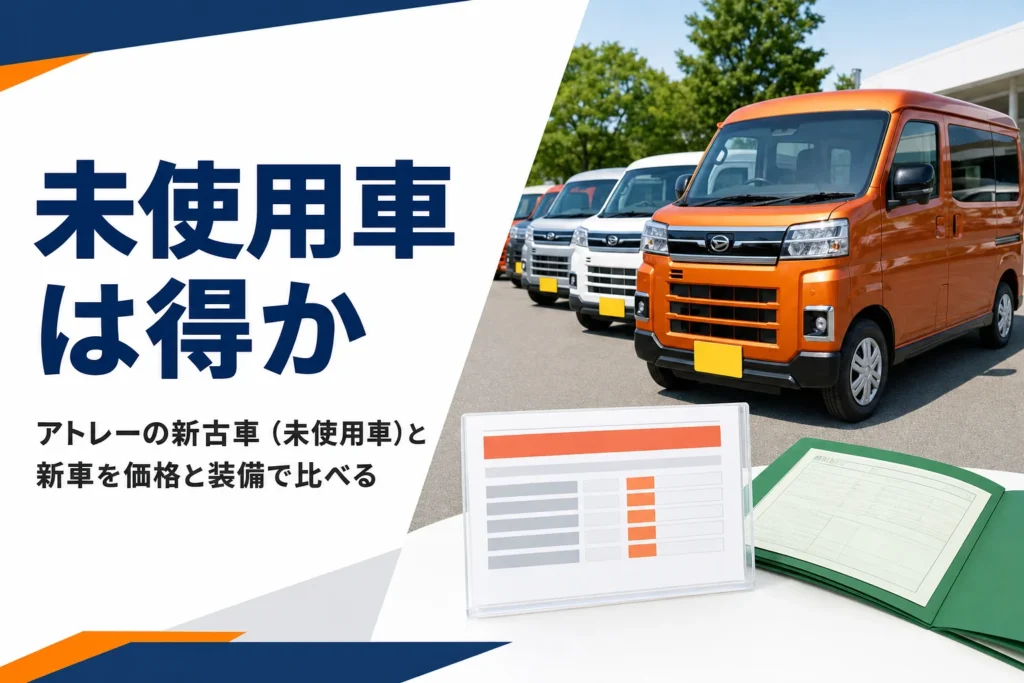 アトレーの新古車と新車の違いを示したアイキャッチ
